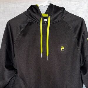 Fila Black Hoodie with Bright Green Details